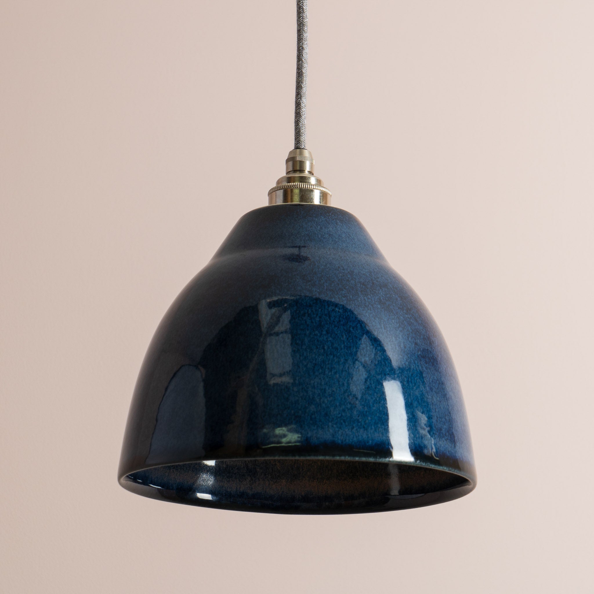 Blue Element Pendant Light in Ceramic and Brass/Nickel