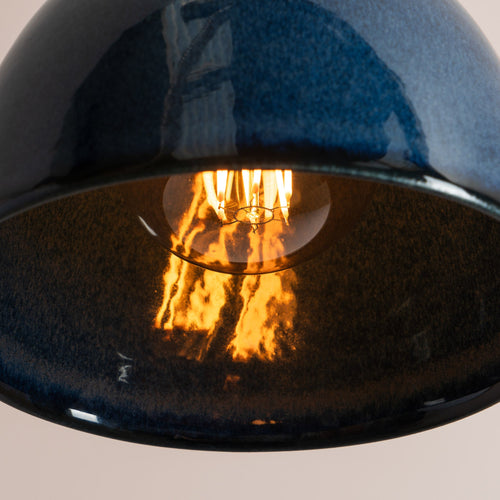 Blue Element Pendant Light in Ceramic and Brass/Nickel