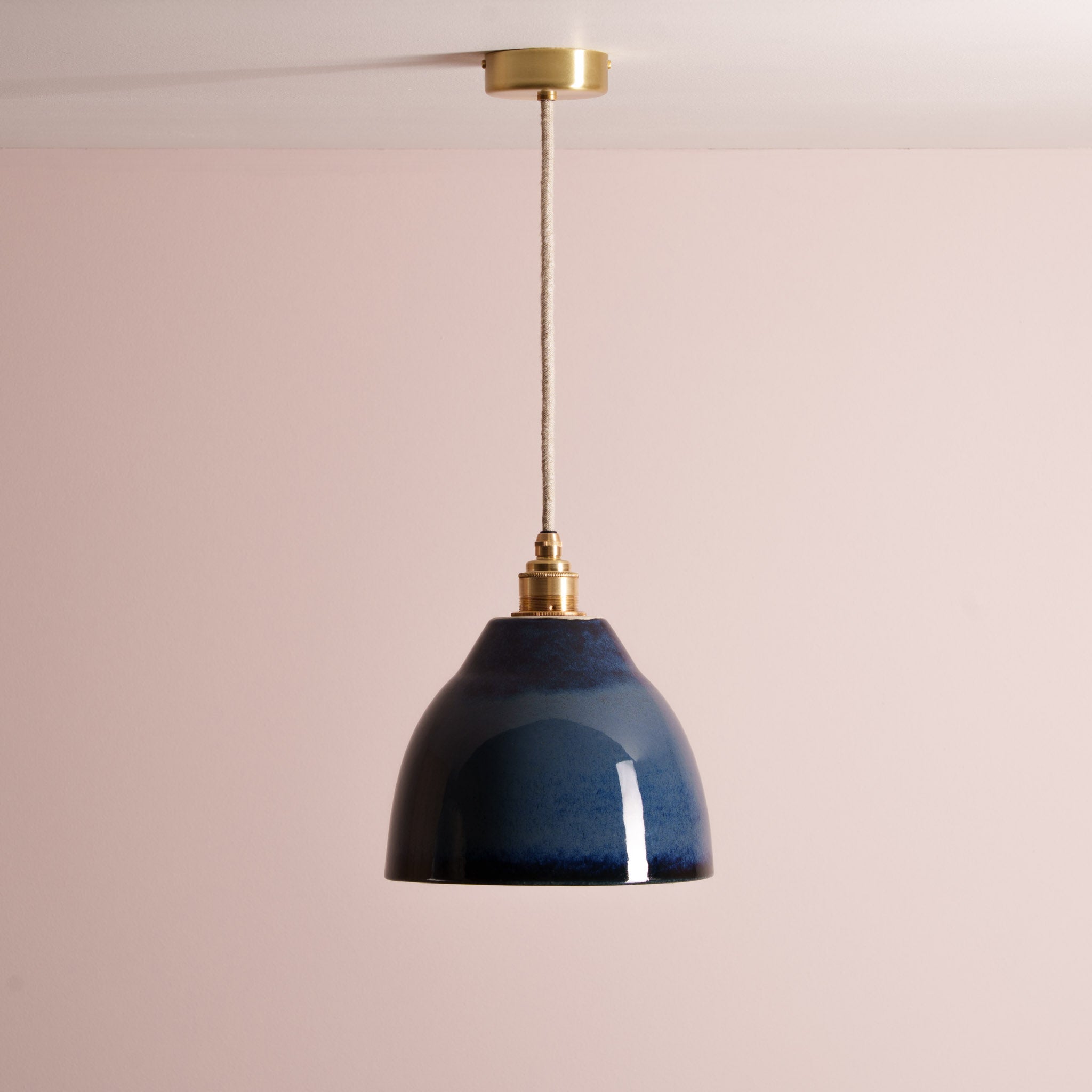Blue Element Pendant Light in Ceramic and Brass/Nickel