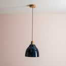 Blue Element Pendant Light in Ceramic and Oak