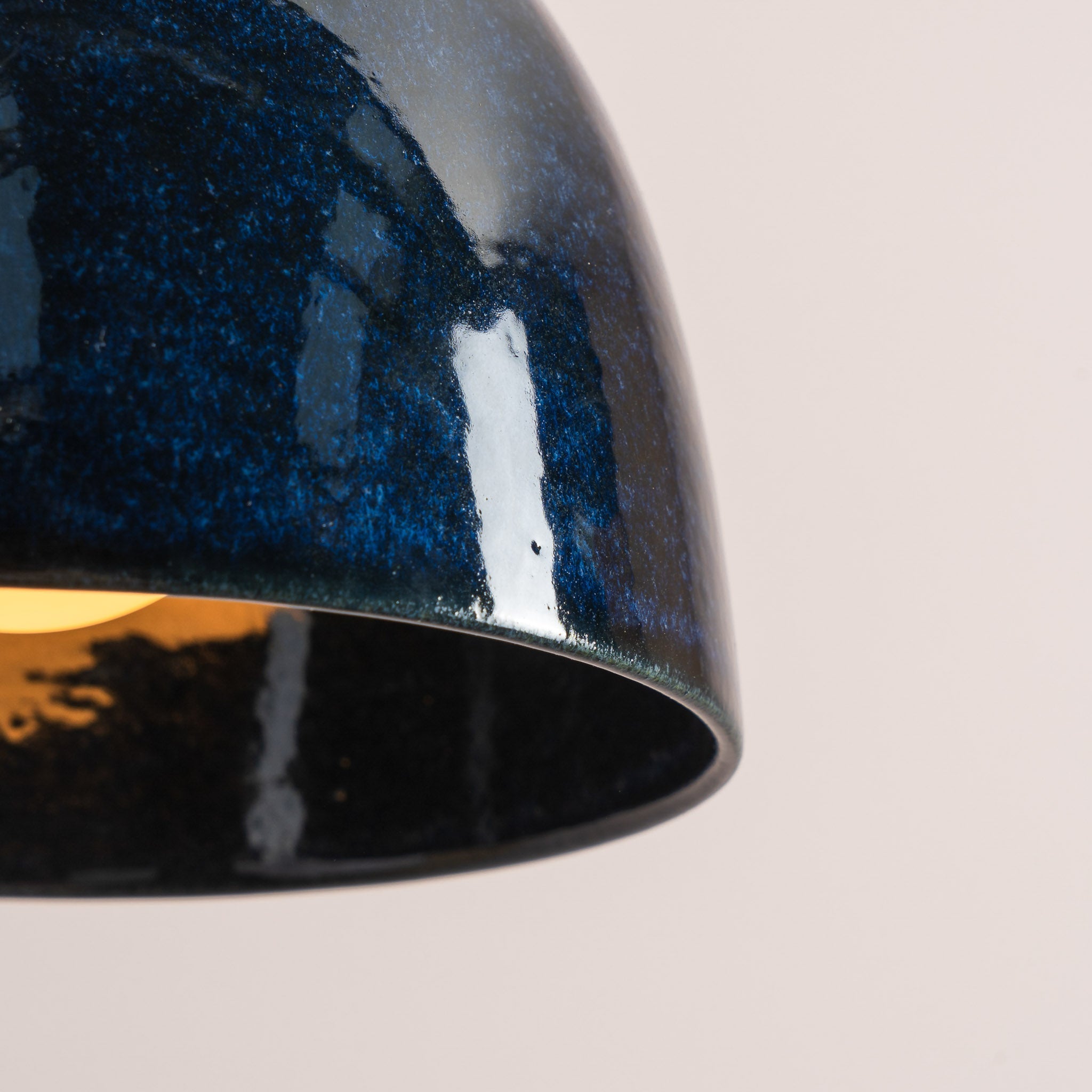 Blue Element Pendant Light in Ceramic and Oak