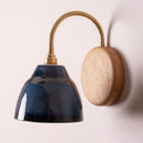 Blue Flex Wall Light in Brass/Nickel, Ceramic and Oak - Small Element