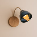 Blue Flex Wall Light in Brass/Nickel, Ceramic and Oak - Small Element