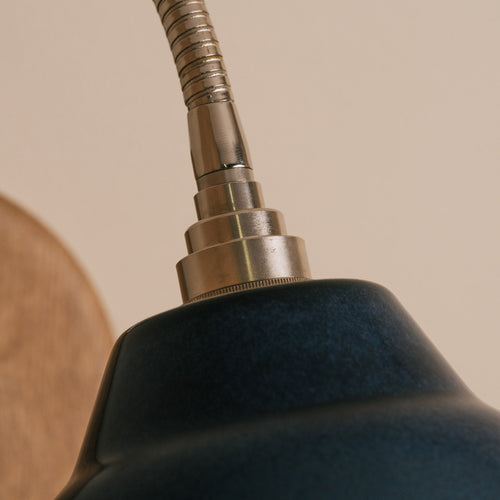 Blue Flex Wall Light in Brass/Nickel, Ceramic and Oak - Small Element