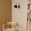Blue Flex Wall Light in Brass/Nickel, Ceramic and Oak - Small Element