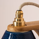 Blue Right-Angle Element Wall Light in Ceramic and Oak