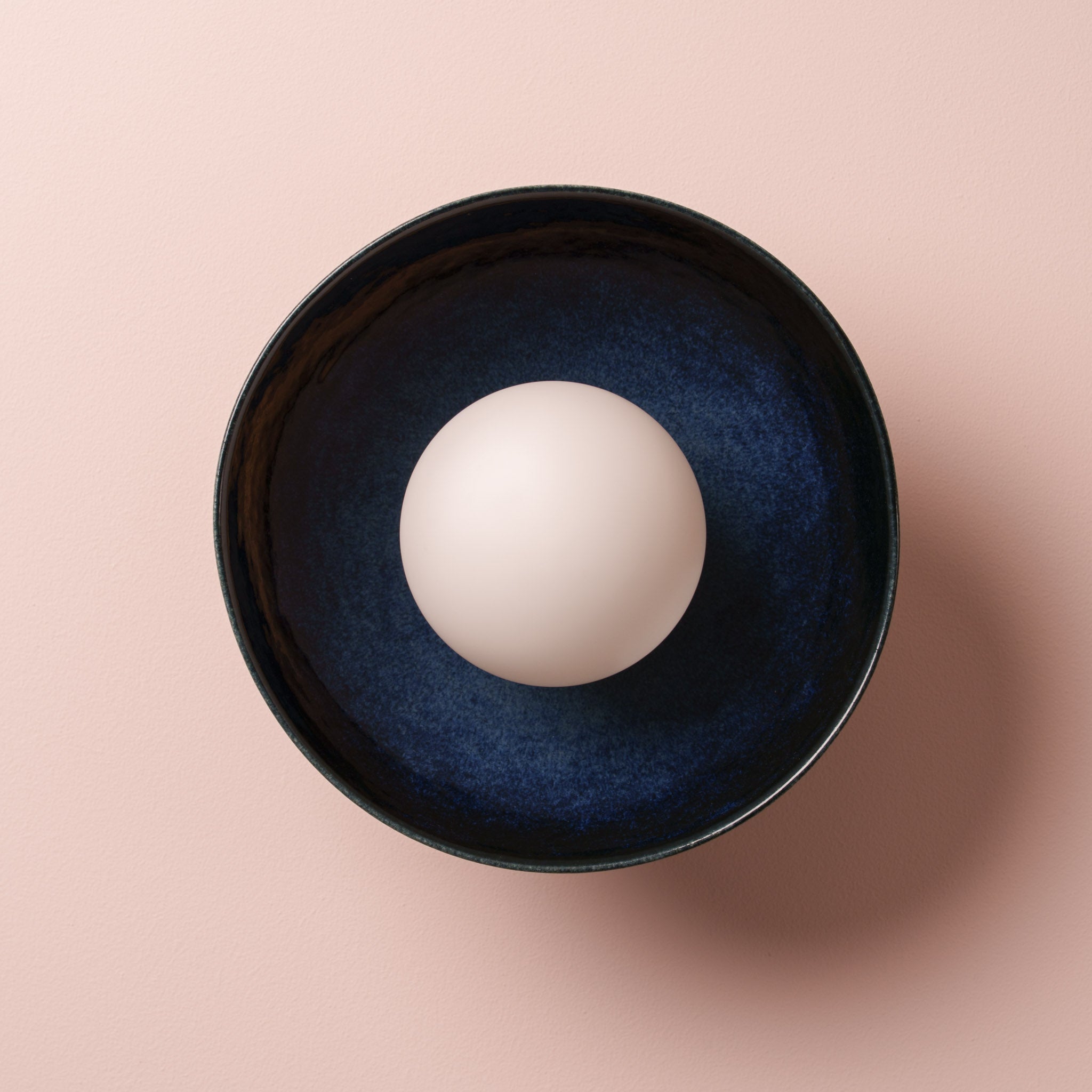 Blue Small Dawn Wall Light in Ceramic and Oak