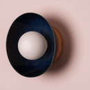 Blue Small Dawn Wall Light in Ceramic and Oak