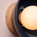 Blue Small Dawn Wall Light in Ceramic and Oak