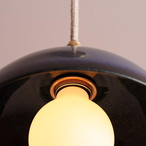 Blue Small Dusk Ceramic Lamp Shade and Pendant Set