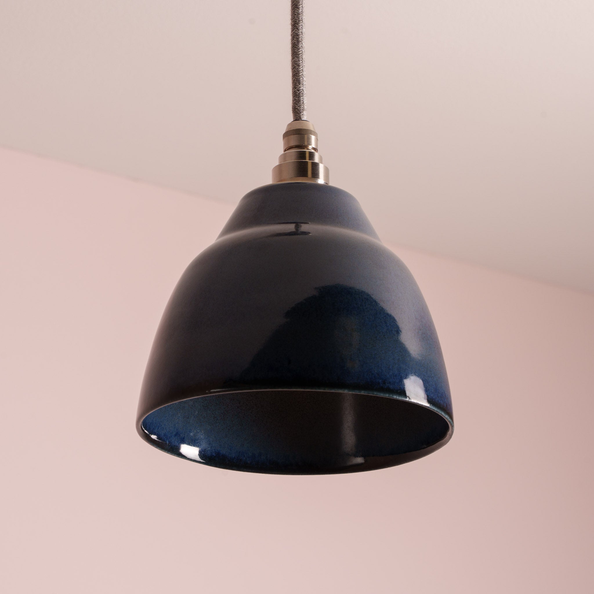 Blue Small Element Pendant Light in Ceramic and Brass/Nickel