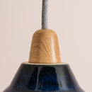 Blue Small Element Pendant Light in Ceramic and Oak