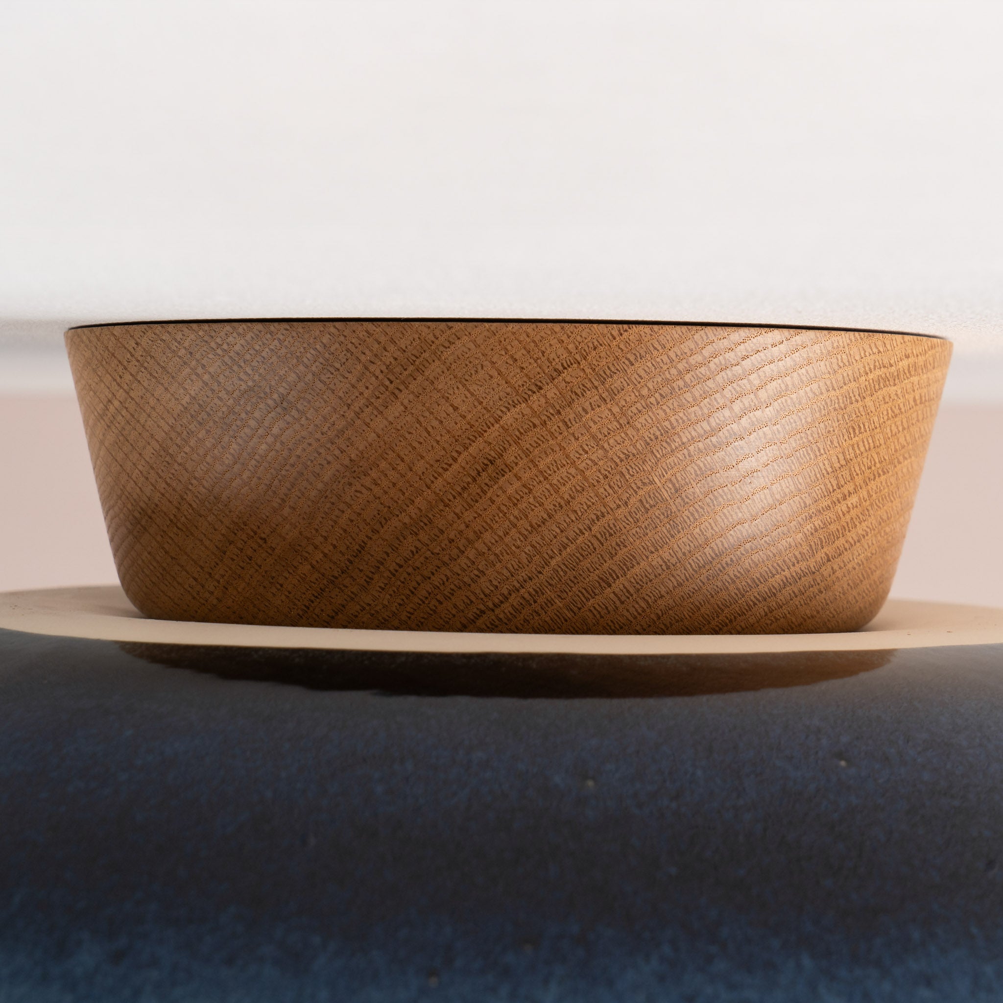 Blue XL Dawn Flush Mount Ceiling Light in Ceramic and Oak