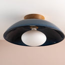 Blue XL Dawn Flush Mount Ceiling Light in Ceramic and Oak