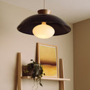 Blue XL Dawn Pendant Light in Ceramic and Oak