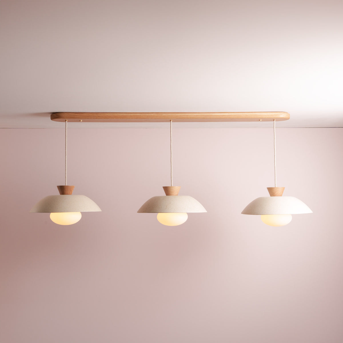 Dawn Pendant Trio with Solid Oak Canopy