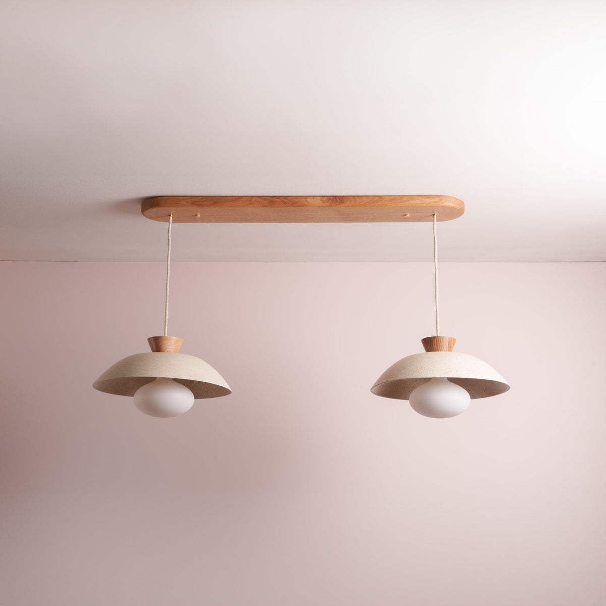 Dawn Pendant Duo with Solid Oak Canopy