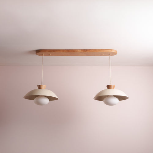 Dawn Pendant Duo with Solid Oak Canopy