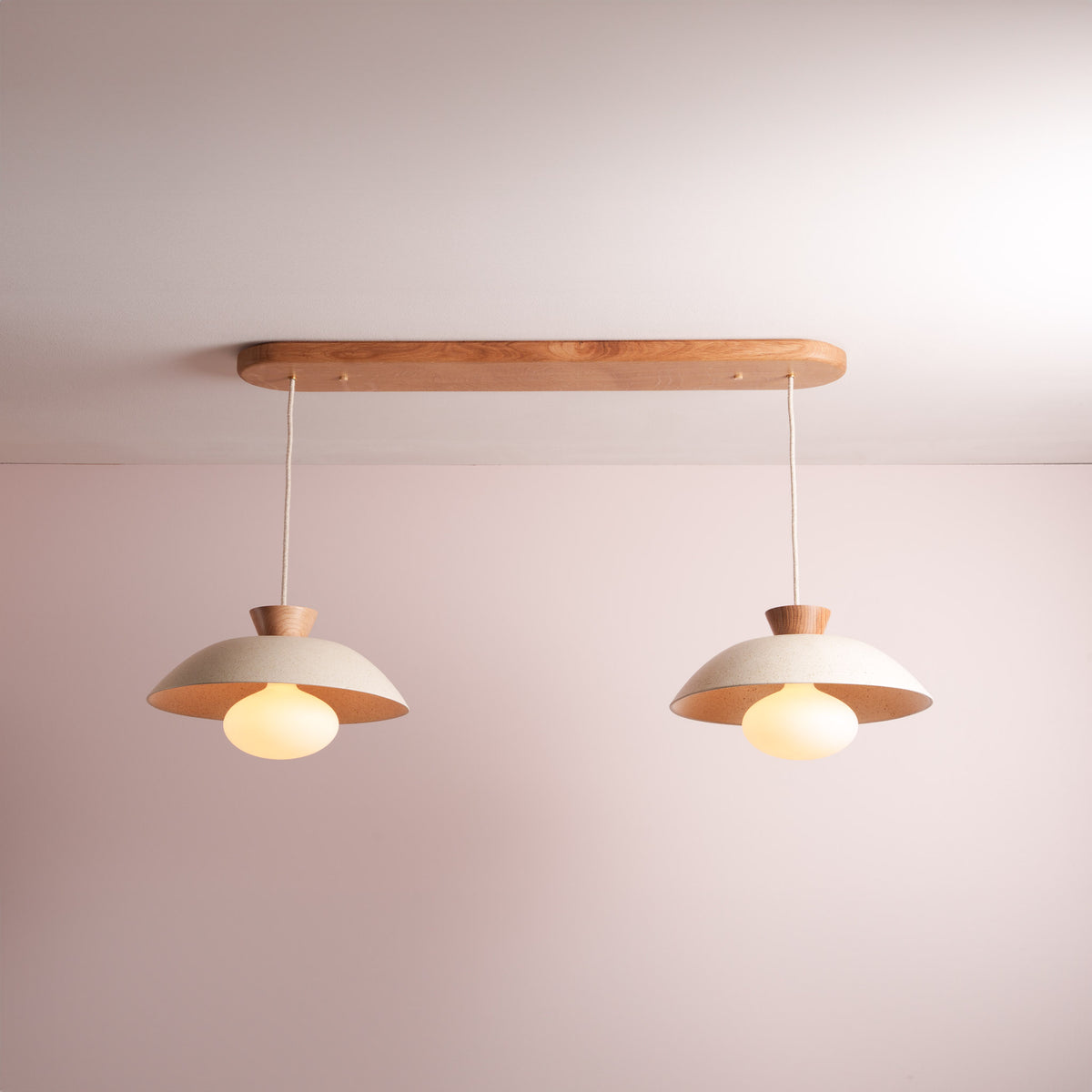 Dawn Pendant Duo with Solid Oak Canopy