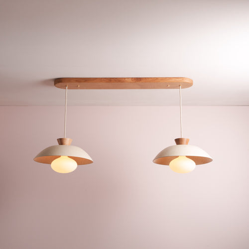 Dawn Pendant Duo with Solid Oak Canopy