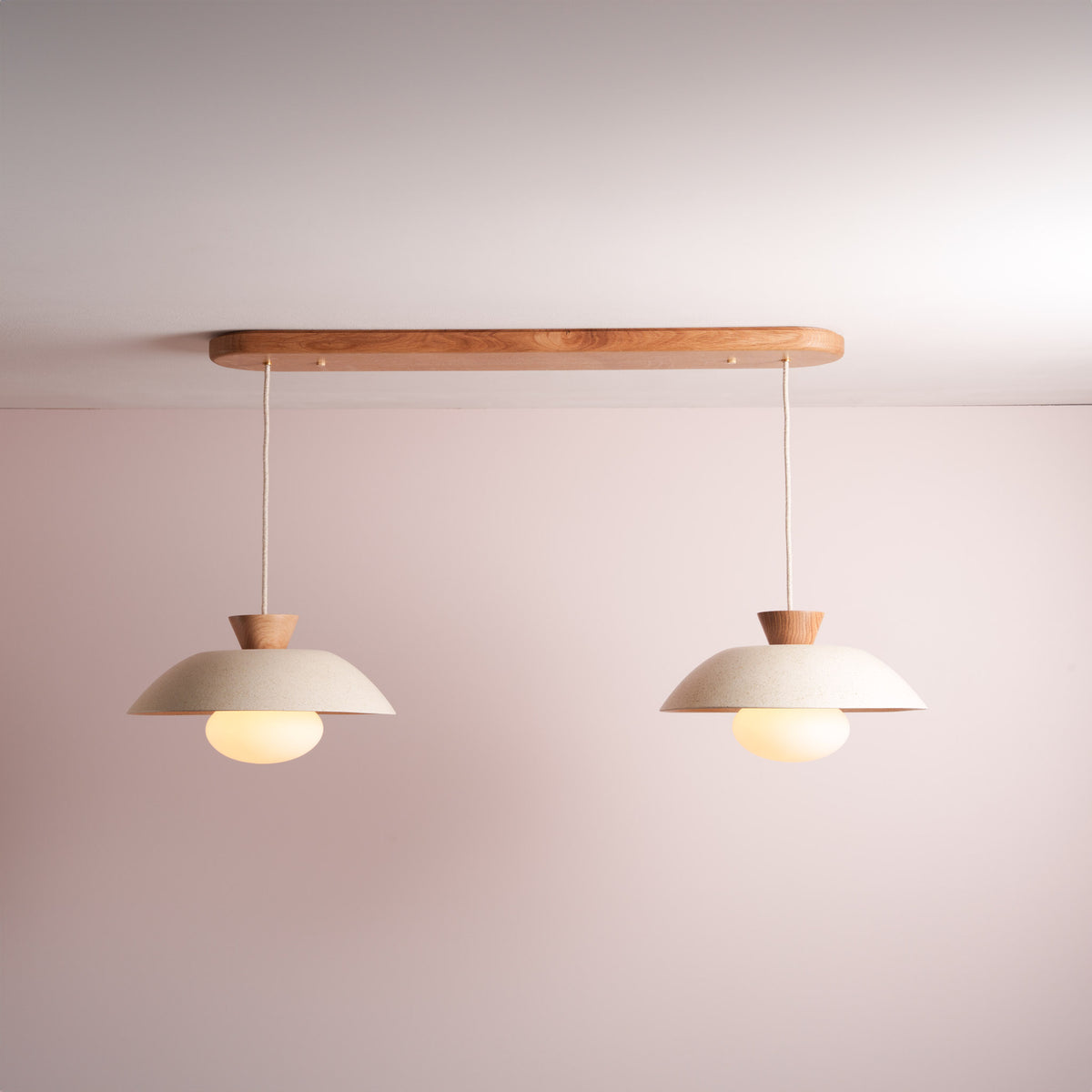 Dawn Pendant Duo with Solid Oak Canopy