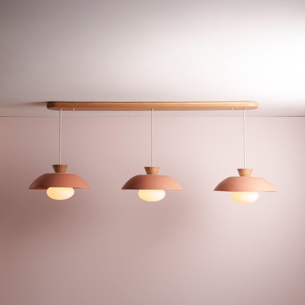 Dawn Pendant Trio with Solid Oak Canopy