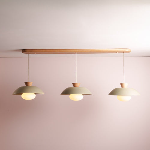 Dawn Pendant Trio with Solid Oak Canopy