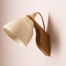 Speckled Cream Gloss Element Wall Light in Ceramic and Oak