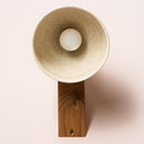 Speckled Cream Gloss Element Wall Light in Ceramic and Oak