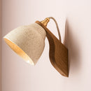 Speckled Cream Gloss Element Wall Light in Ceramic and Oak