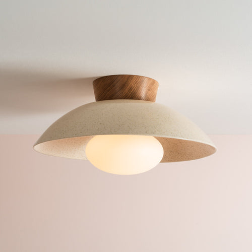 Dawn Flush Mount Ceiling Light in Ceramic and Oak [OUTLET]