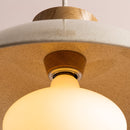 Speckled Cream Gloss Dawn Pendant Light in Ceramic and Oak