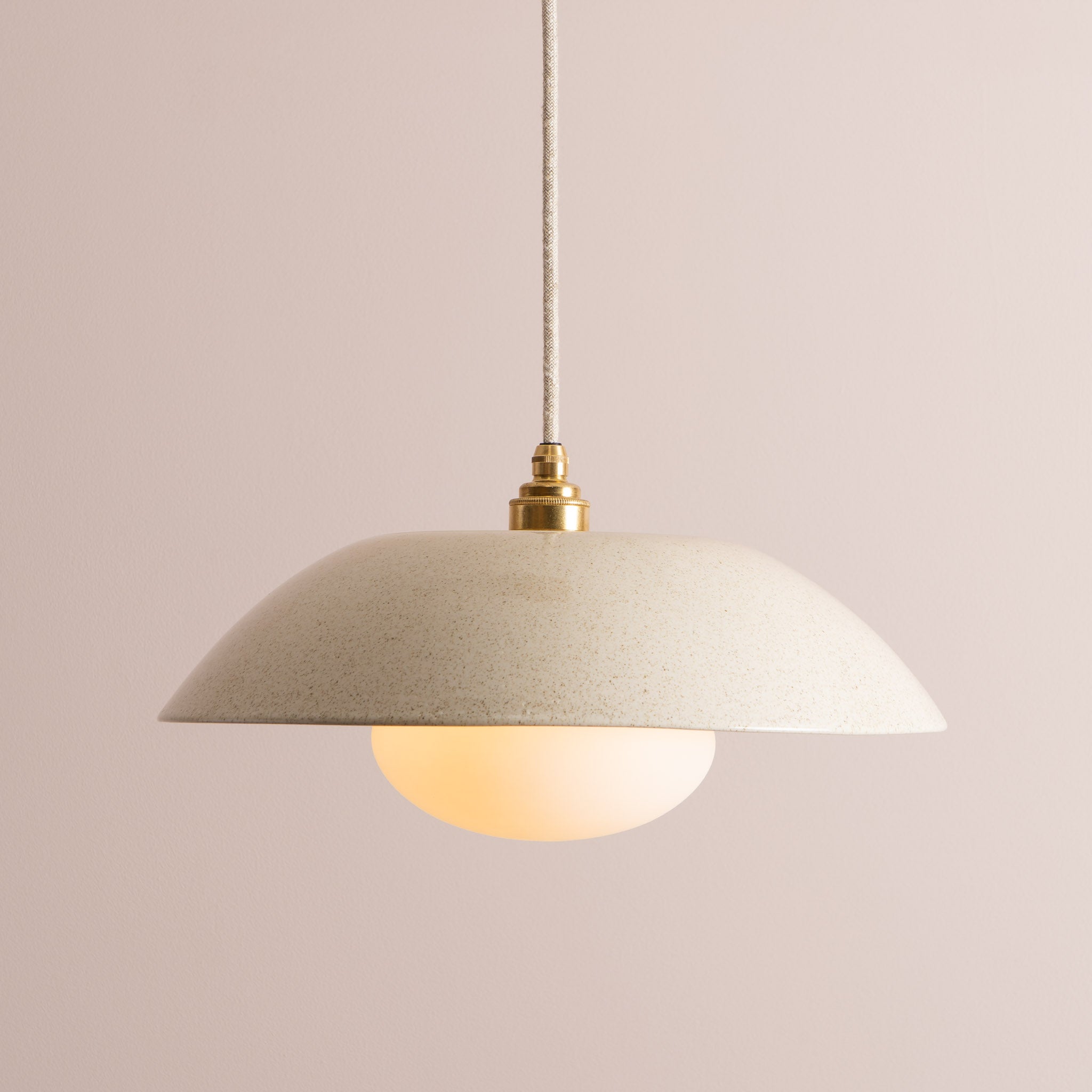 Speckled Cream Gloss Dusk Ceramic Lamp Shade and Pendant Set