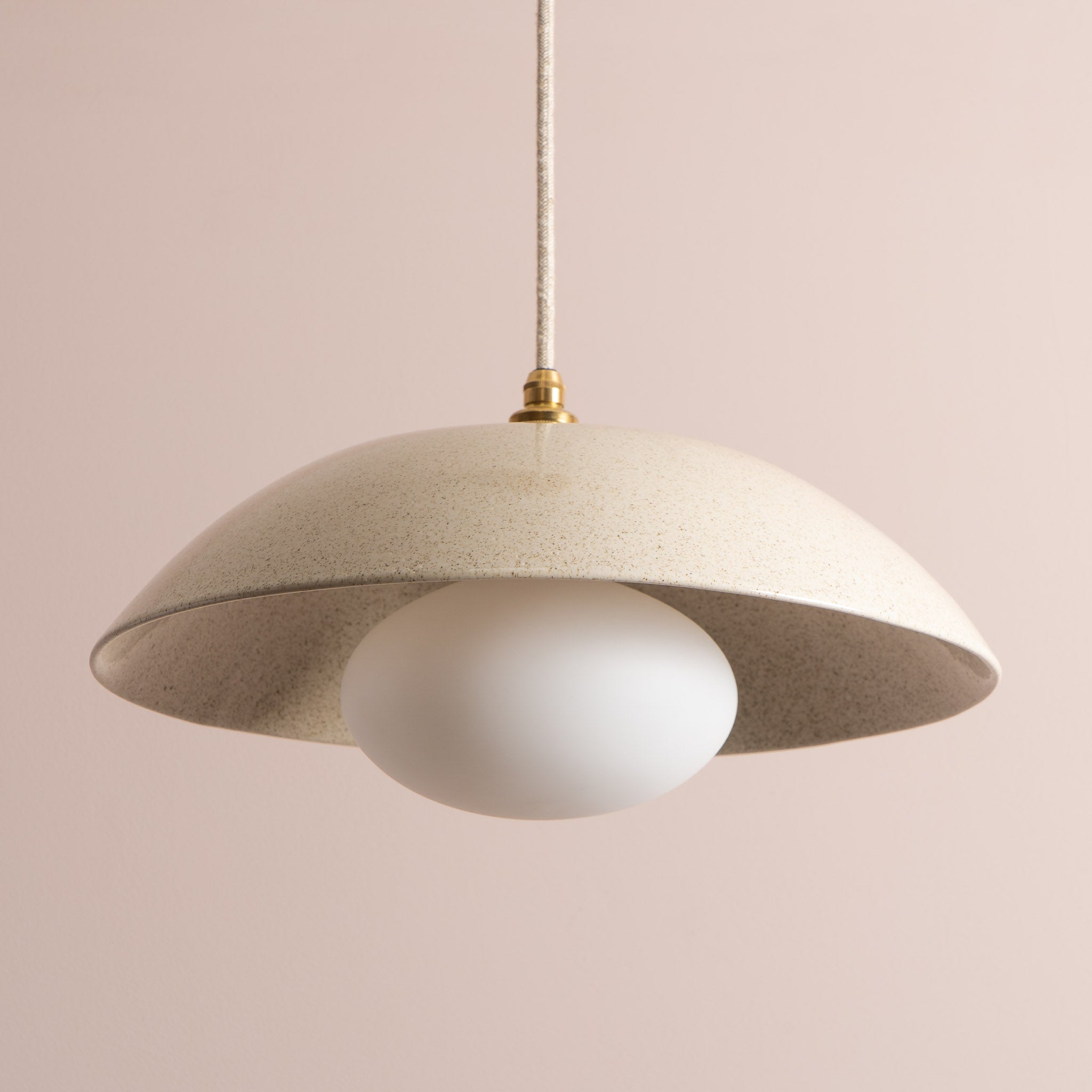 Speckled Cream Gloss Dusk Ceramic Lamp Shade and Pendant Set