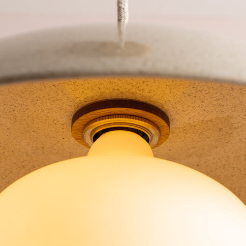 Speckled Cream Gloss Dusk Ceramic Lamp Shade and Pendant Set