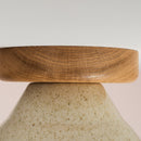 Speckled Cream Gloss Element Flush Mount Ceiling Light in Ceramic and Oak