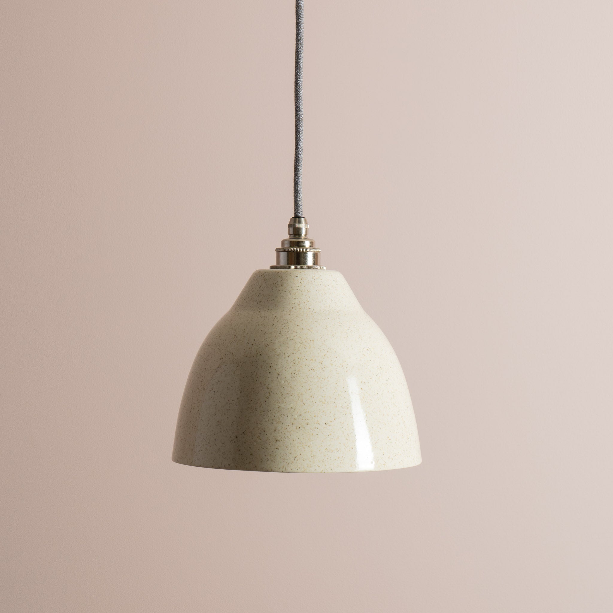 Speckled Cream Gloss Element Pendant Light in Ceramic and Brass/Nickel