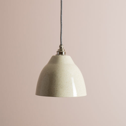 Speckled Cream Gloss Element Pendant Light in Ceramic and Brass/Nickel