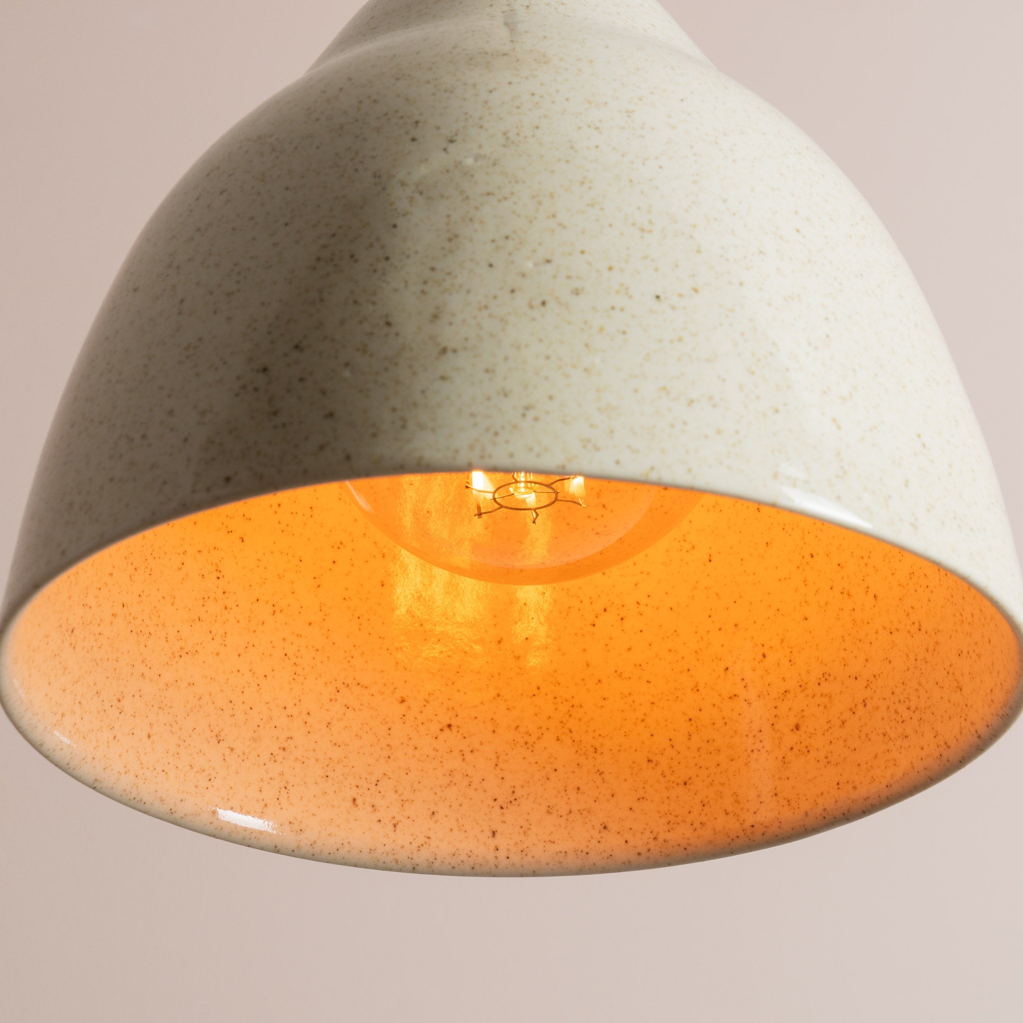 Speckled Cream Gloss Element Pendant Light in Ceramic and Brass/Nickel