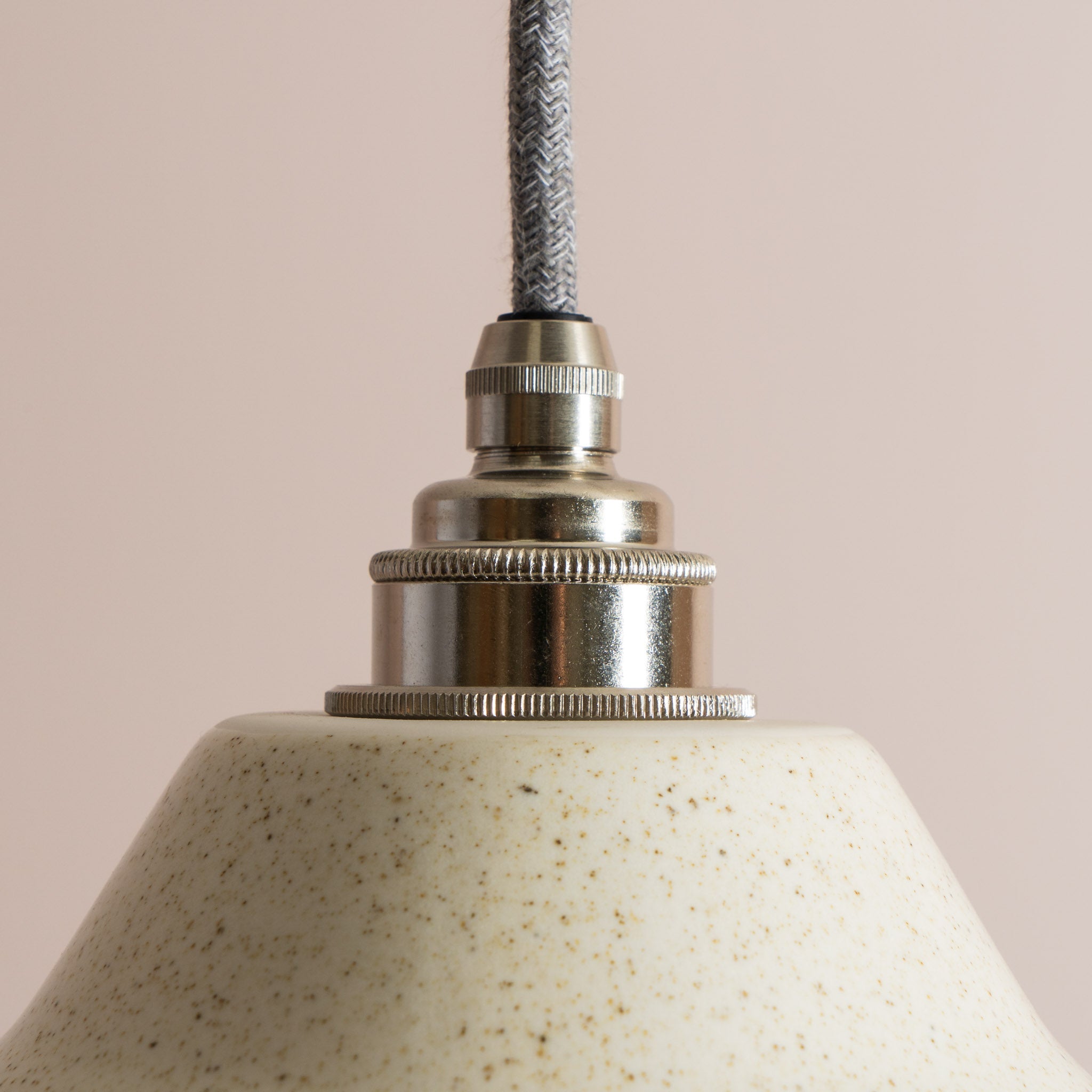 Speckled Cream Gloss Element Pendant Light in Ceramic and Brass/Nickel