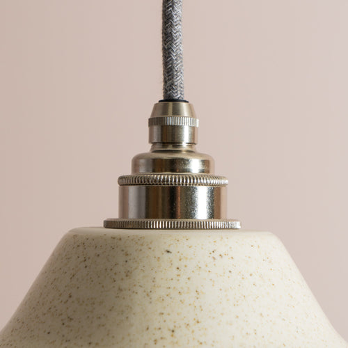 Speckled Cream Gloss Element Pendant Light in Ceramic and Brass/Nickel