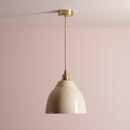 Speckled Cream Gloss Element Pendant Light in Ceramic and Brass/Nickel