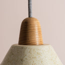 Speckled Cream Gloss Element Pendant Light in Ceramic and Oak