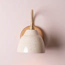 Speckled Cream Gloss Flex Wall Light in Brass/Nickel, Ceramic and Oak - Small Element