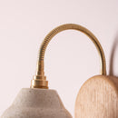 Speckled Cream Gloss Flex Wall Light in Brass/Nickel, Ceramic and Oak - Small Element