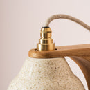Speckled Cream Gloss Right-Angle Element Wall Light in Ceramic and Oak