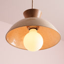Small Dawn Pendant Light in Ceramic and Oak [OUTLET]