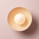 Speckled Cream Gloss Small Dawn Wall Light in Ceramic and Oak