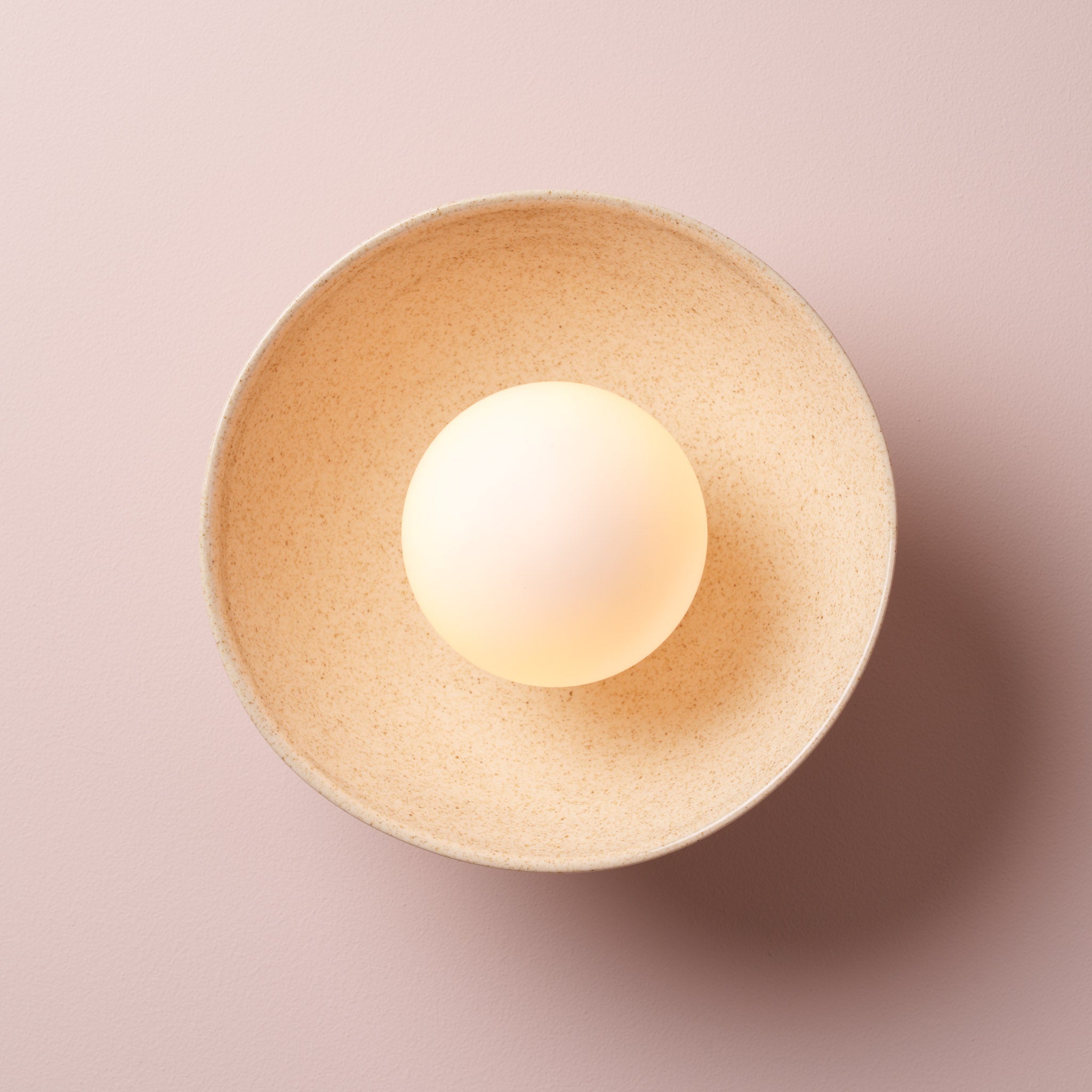 Speckled Cream Gloss Small Dawn Wall Light in Ceramic and Oak