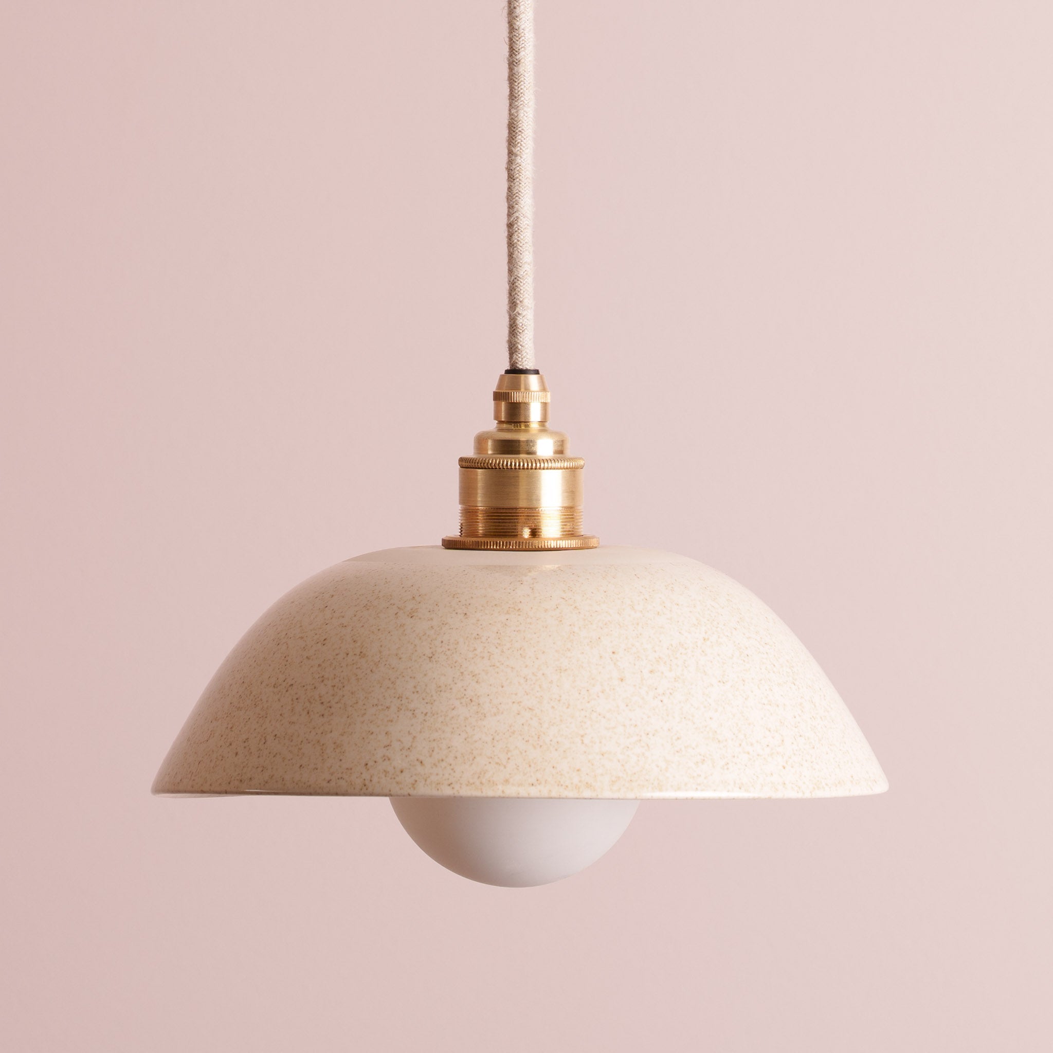 Speckled Cream Gloss Small Dusk Ceramic Lamp Shade and Pendant Set